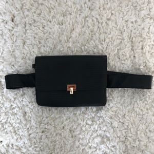 ALDO black leather fanny pack